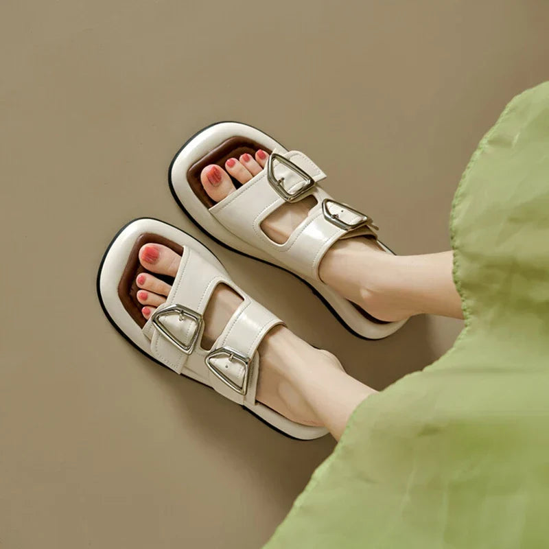 | Twin-Buckle Slide Sandals