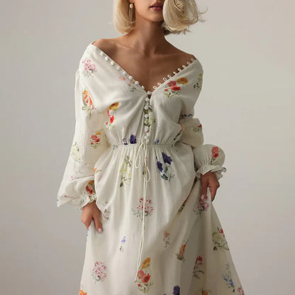 Lantern Sleeve Maxi Floral Dress