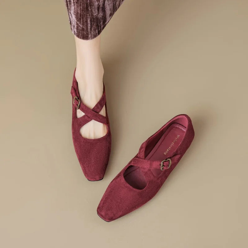 | Buckled Suede Mule
