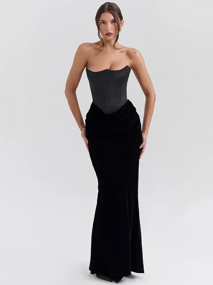 Strapless Sleeveless Club Long Bodycon Dress