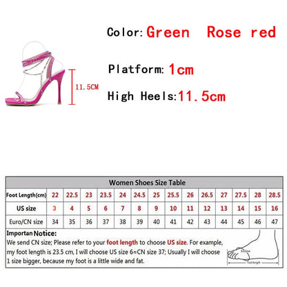 Crystal Chain Ankle Strap Sandals for Women