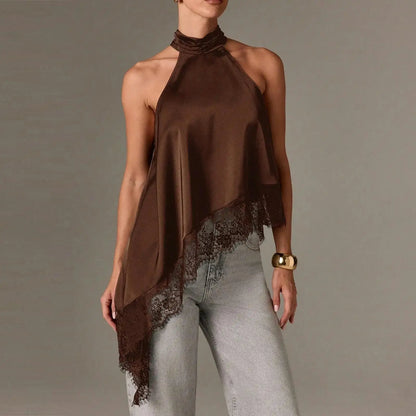 Gracie Lace Trim Halter Top
