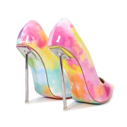 Metal Heel Women Sexy Pointy Toe Stiletto Pumps - 12cm High