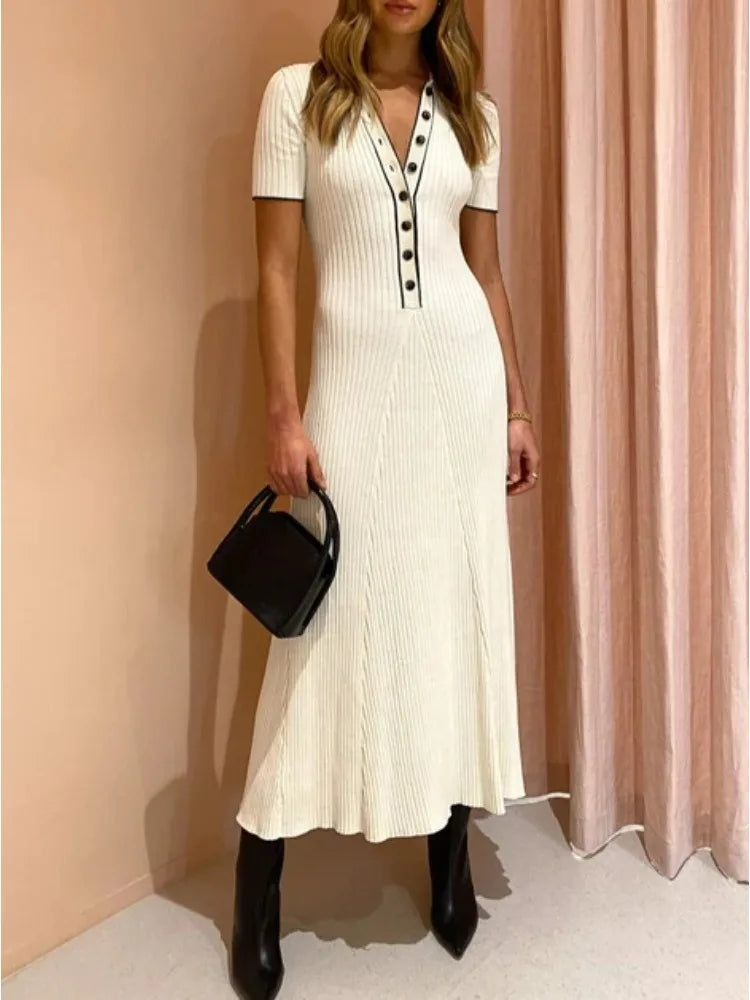 Rib Slim Casual Knit Maxi Dress