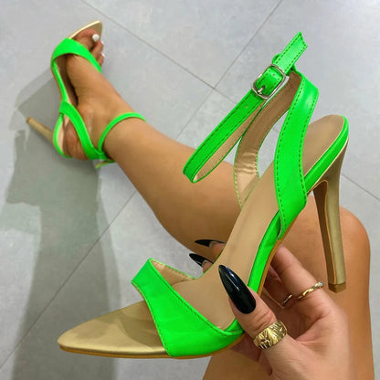 Sexy Pointed Open Toe Ankle Buckle Strap Sandalias for Summer