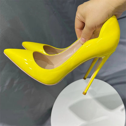 Black Patent Pointed Toe Stiletto High Heels for Women