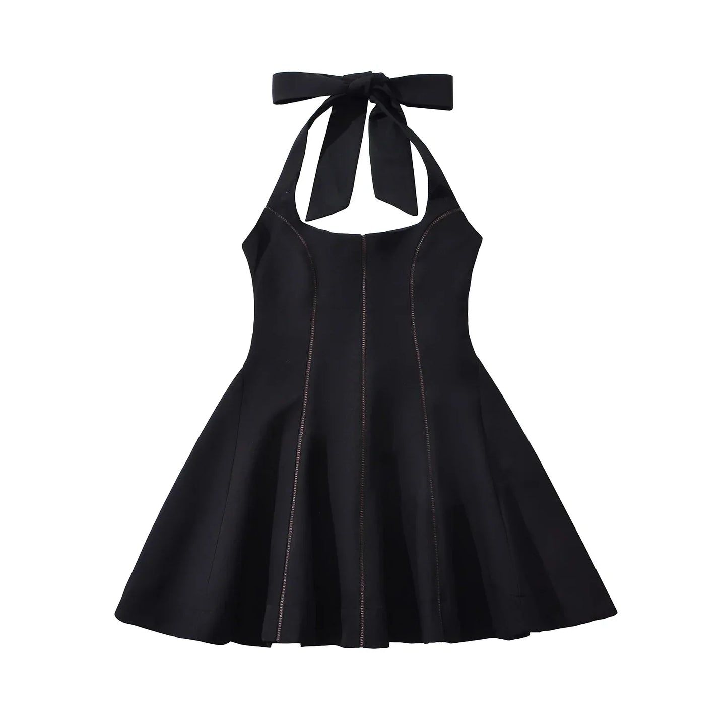 Bow Halter Spliced Ball Gown Backless Dresses