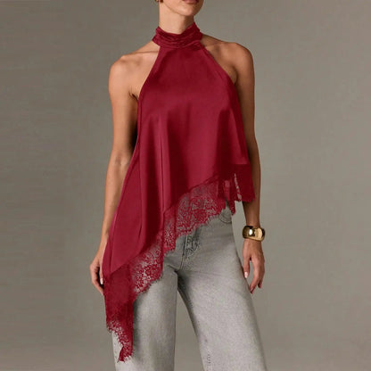 Gracie Lace Trim Halter Top