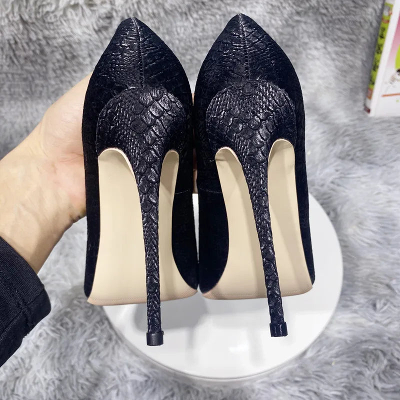 Mint Green Crocodile Effect Pointy Toe High Heel Shoes for Women
