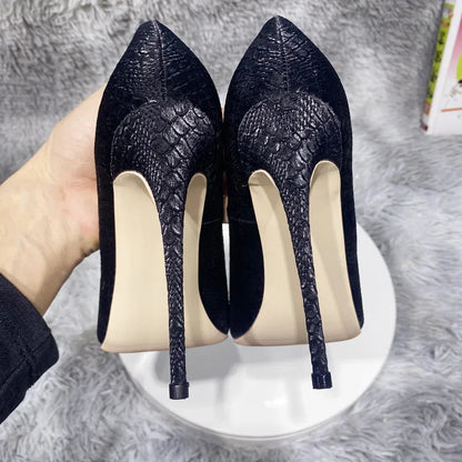 Mint Green Crocodile Effect Pointy Toe High Heel Shoes for Women
