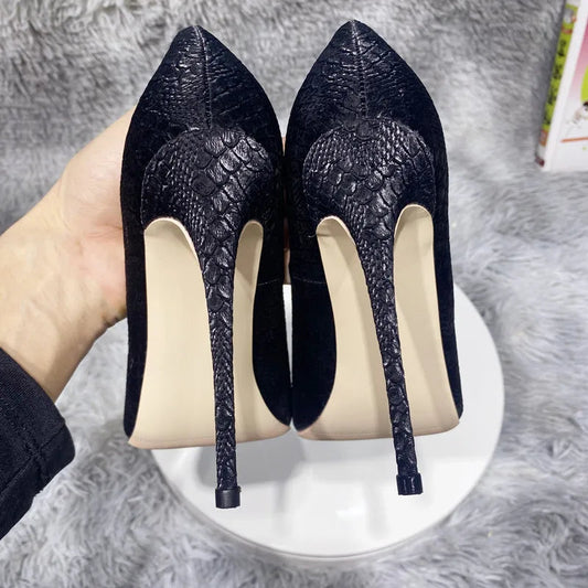 Mint Green Crocodile Effect Pointy Toe High Heel Shoes for Women