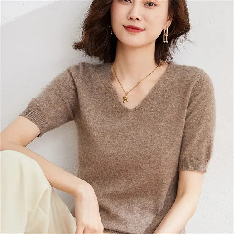 | V-Neck Knit Top