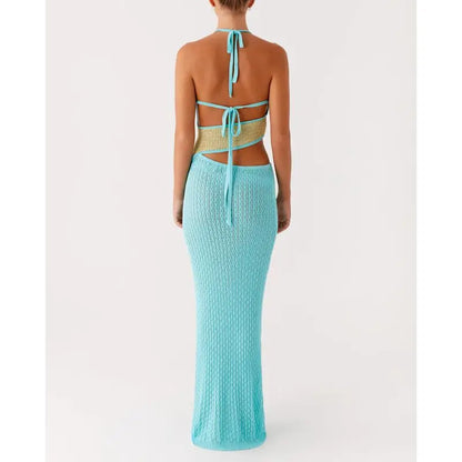 Sleeveless Cutout Knitwear Color Bodycon Dress