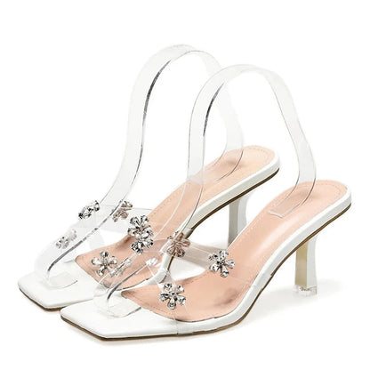 Crystal Flowers Designer Sandal PVC Transparent Shoes