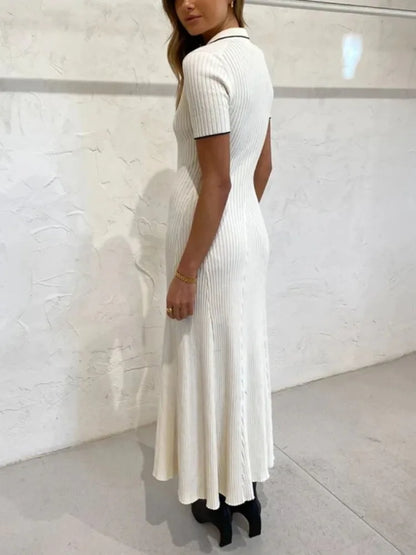 Rib Slim Casual Knit Maxi Dress