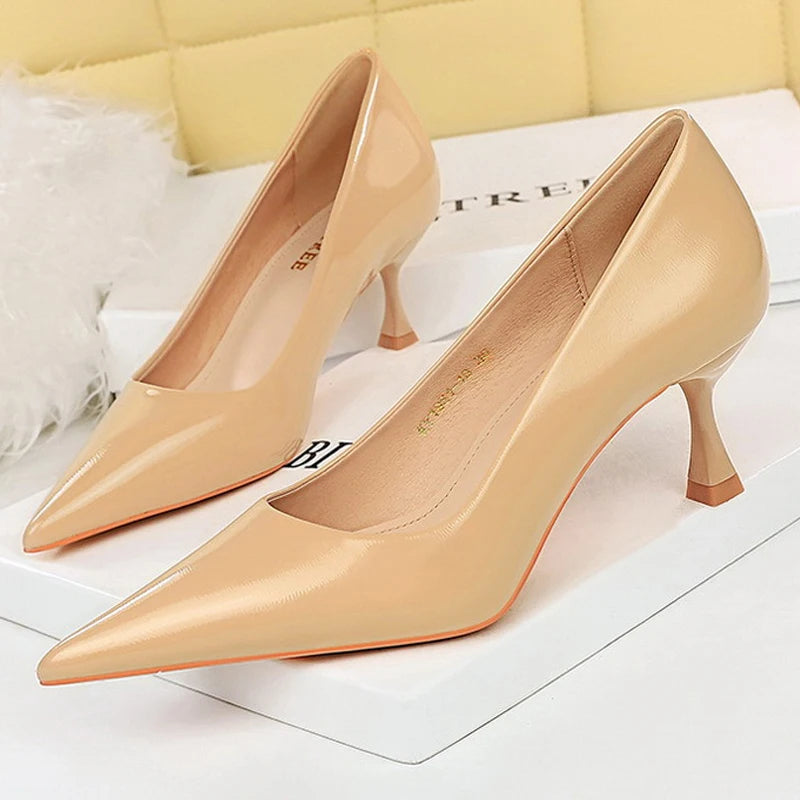 5.5cm Heels Patent Leather Women Pumps for Occupational OL Office Wear