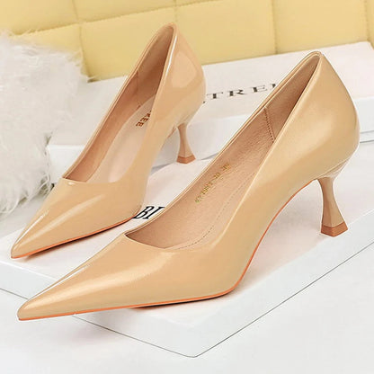 5.5cm Heels Patent Leather Women Pumps for Occupational OL Office Wear
