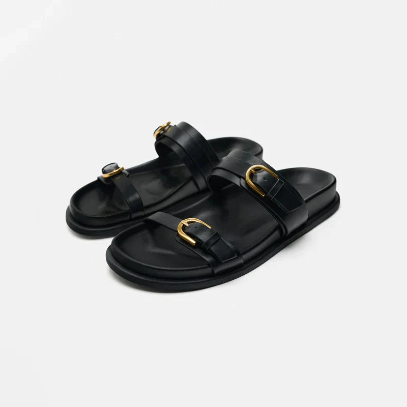| Leather Slides with Buckle