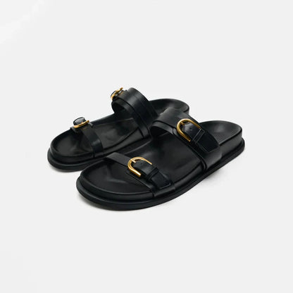| Leather Slides with Buckle