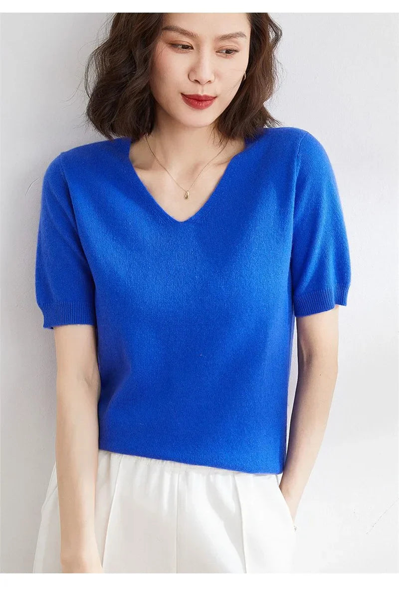 | V-Neck Knit Top
