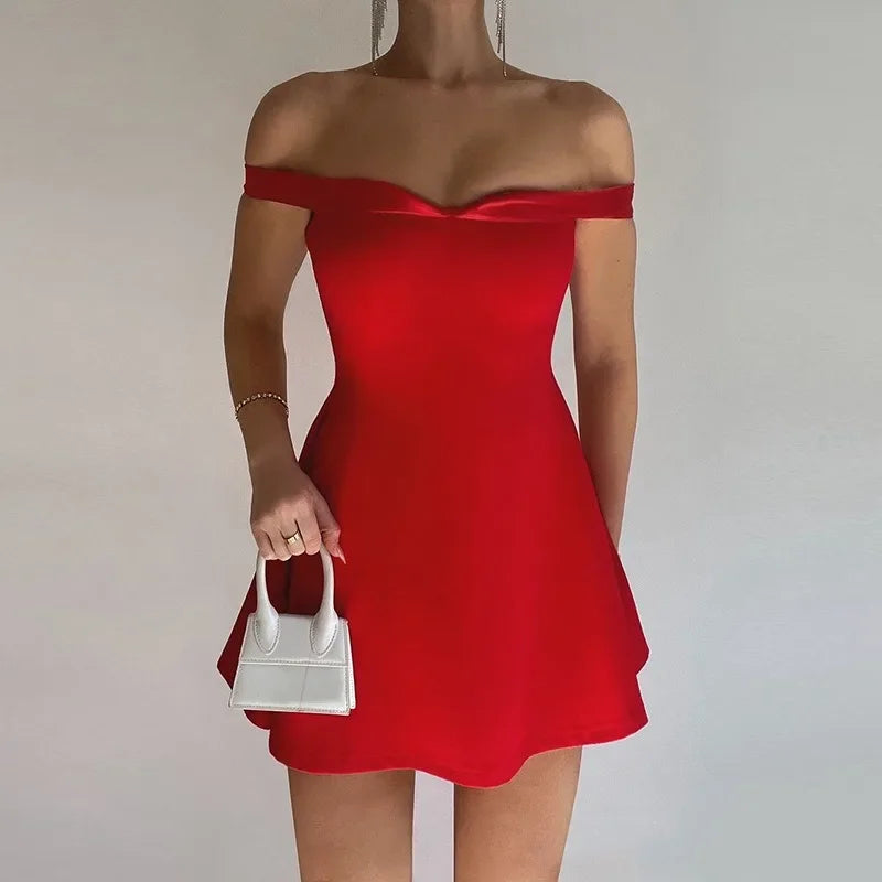 Strapless Red Backless A Line Mini Dress