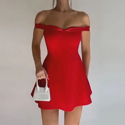 Strapless Red Backless A Line Mini Dress