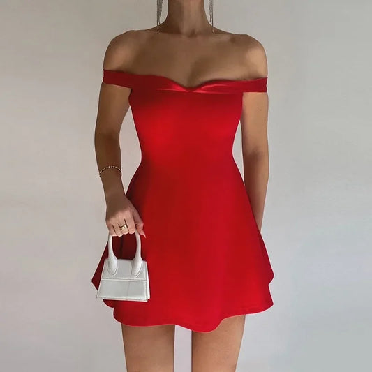 Strapless Red Backless A Line Mini Dress