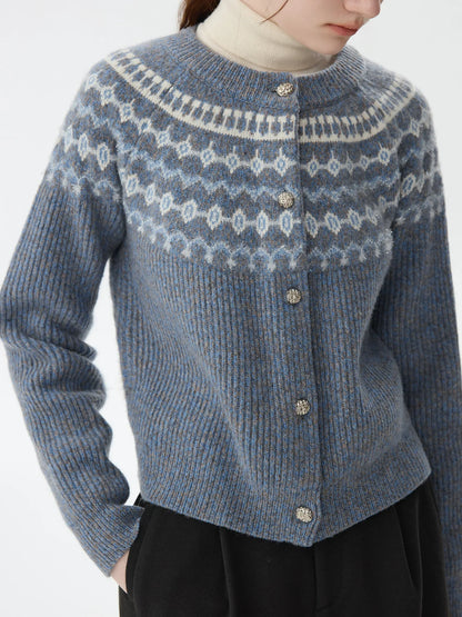 Vintage Jacquard Knit Winter Cardigan