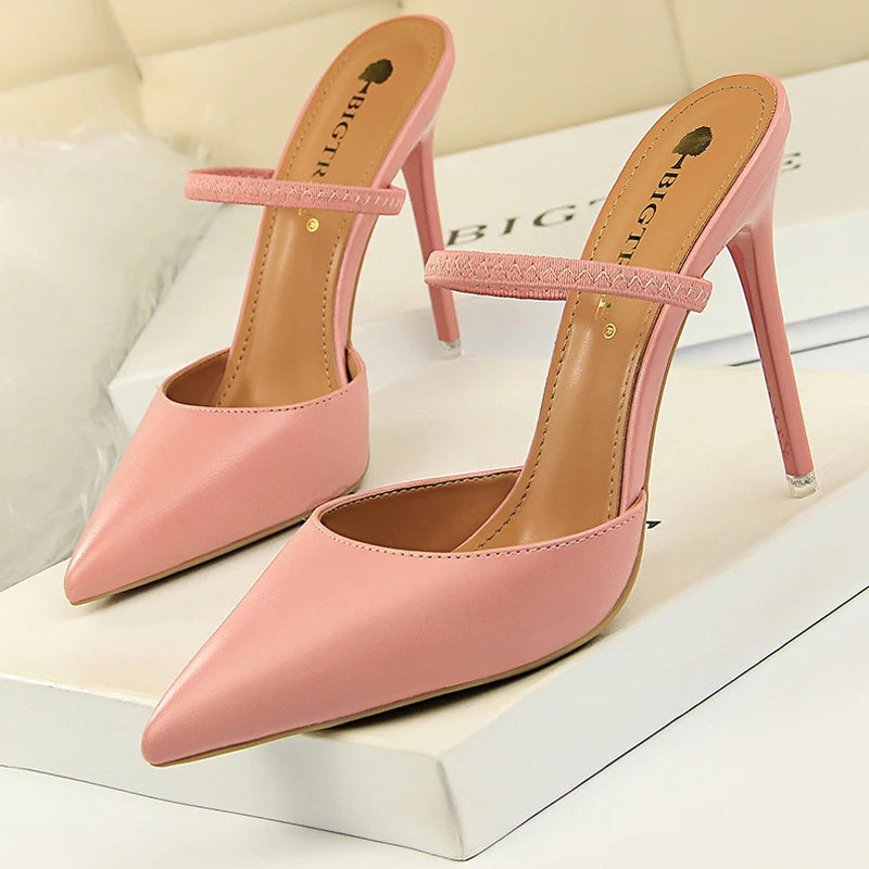 Rivet High Heels Woman Pumps Pu Leather 9cm Sexy Party Women Heels