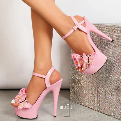Floral Bow Platform Sandals with Buckle Strap