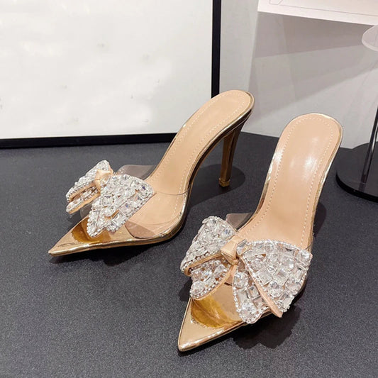 Golden Silver High Heels Slippers for Summer Street Style Women