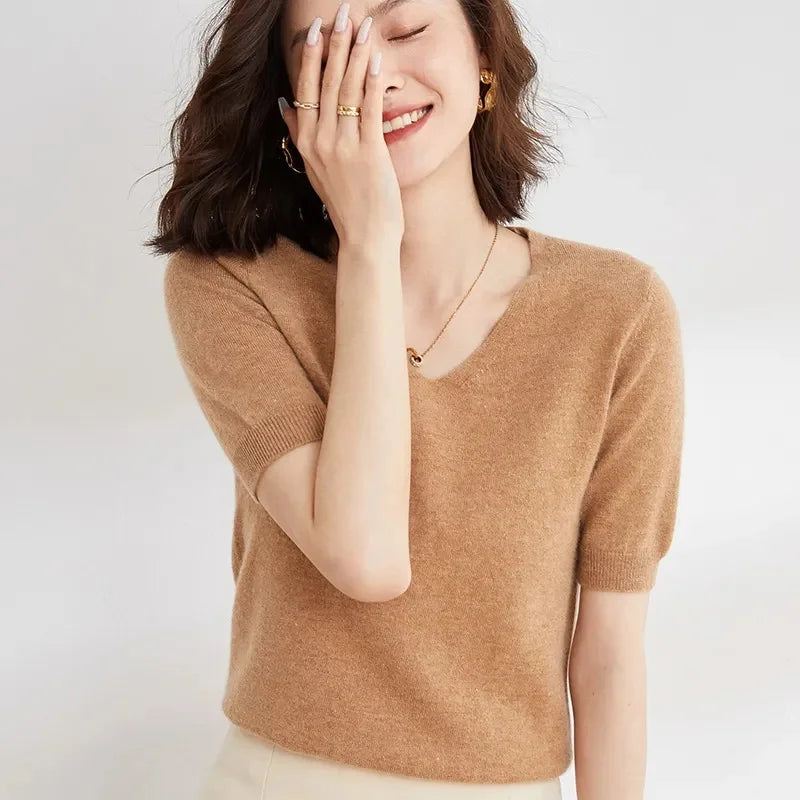 | V-Neck Knit Top