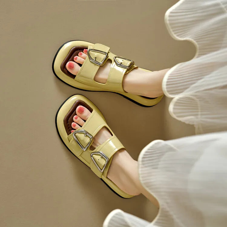 | Twin-Buckle Slide Sandals