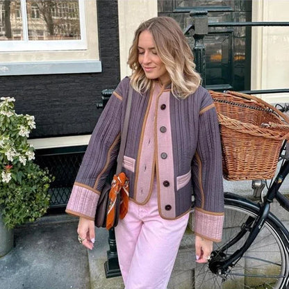 Quilted Contrast Cotton Casual Coat