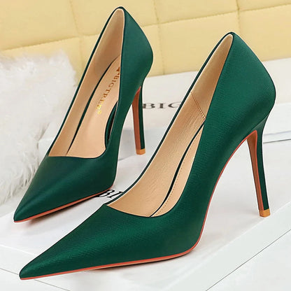 Green High Heels Women Shoes Fashion Pumps Sexy Party Stilettos Heels