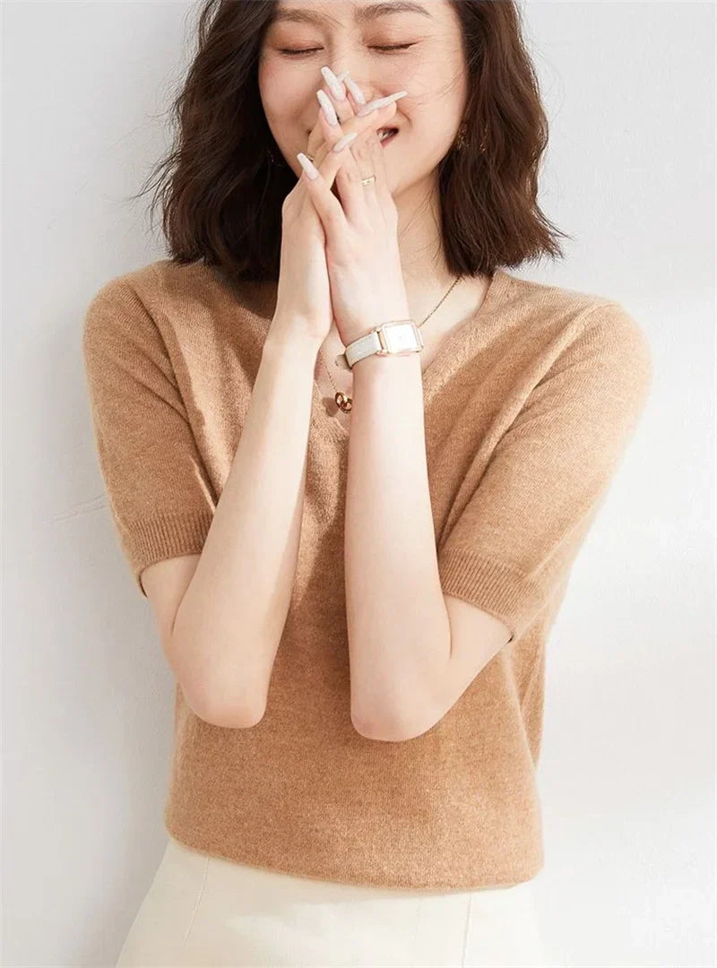 | V-Neck Knit Top