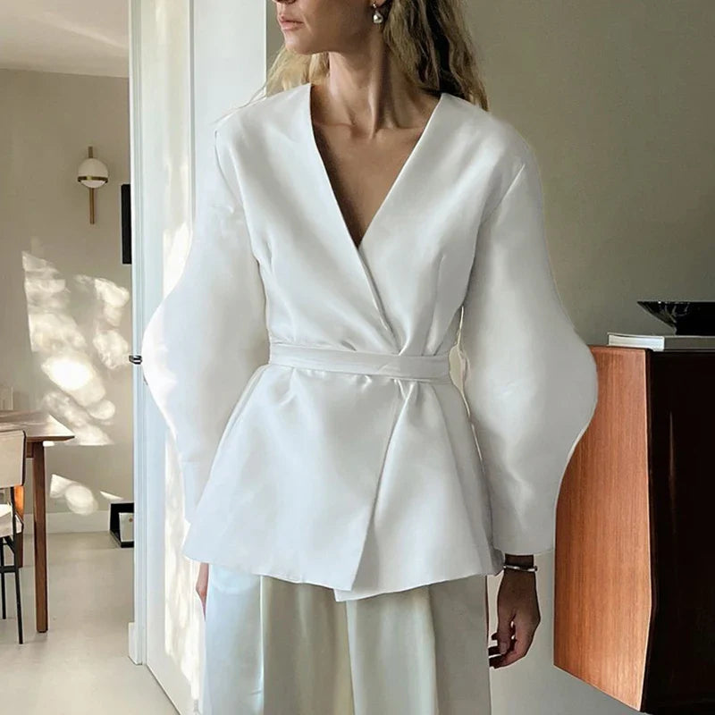Bandage V Neck Loose Cardigan Coat