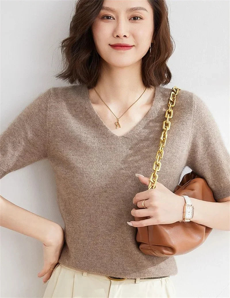 | V-Neck Knit Top