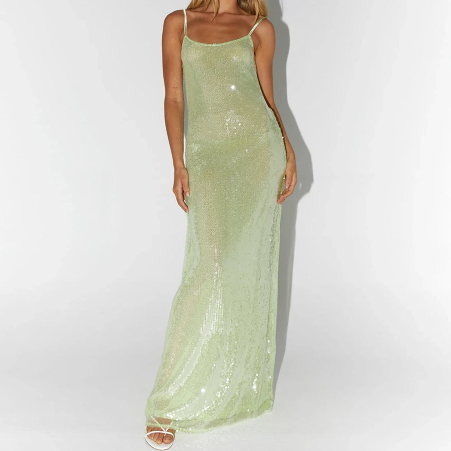Glitter Sequin Rhinestone Long Bodycon Dress