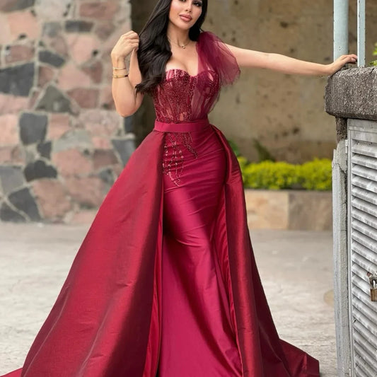 Embroidery Satin A-Line Prom Dress