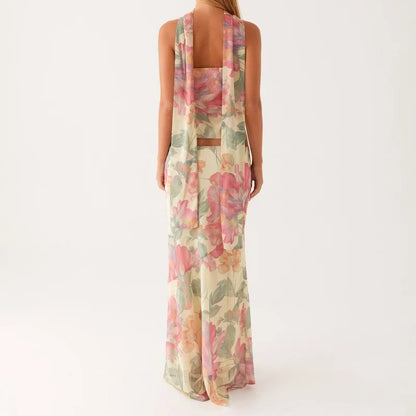 Floral Strapless Bodycon Skirt Two Piece Set