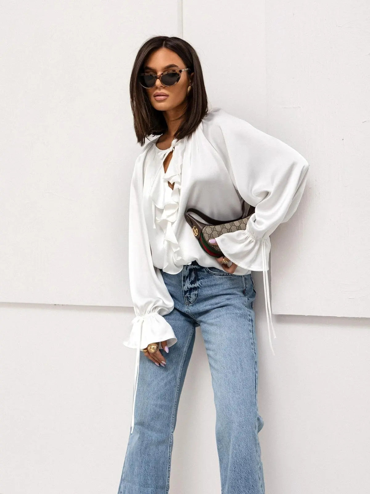 | Satin Ruffle Blouse