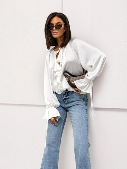 | Satin Ruffle Blouse
