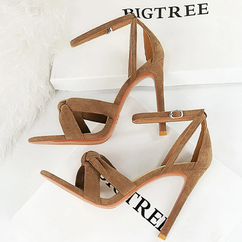 11cm High Heeled Suede Stilettos Sandals for Ladies Summer