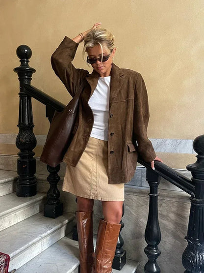 Retro Pocket Lapel Short Fall Coat