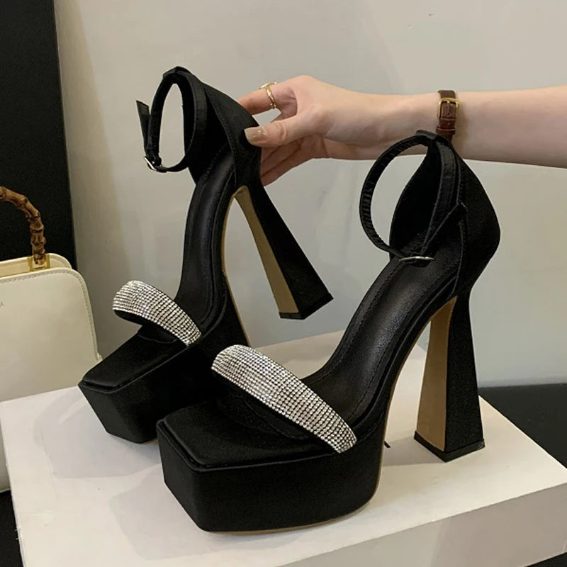 Crystal Summer Buckle Strap Open Toe Women Sandals