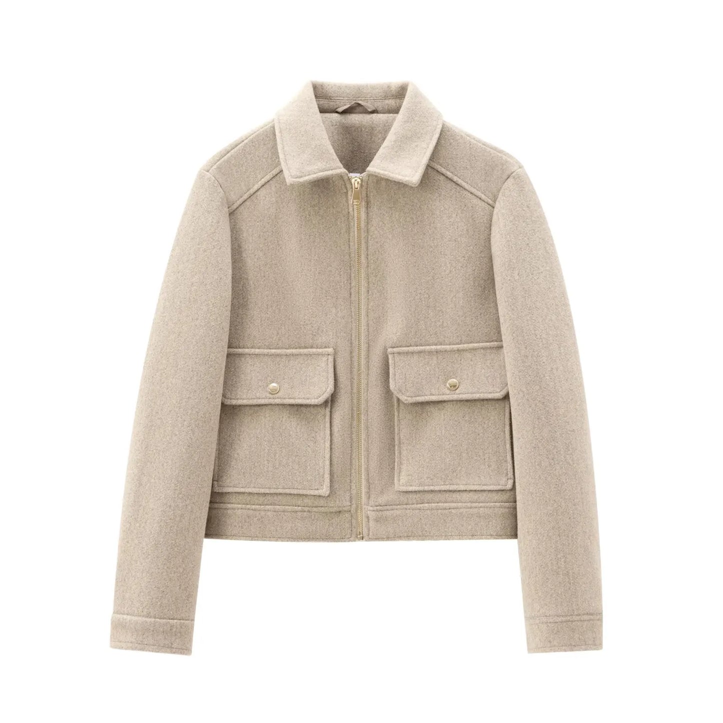 | Women’s Wool Bomber Jacket with Zipper