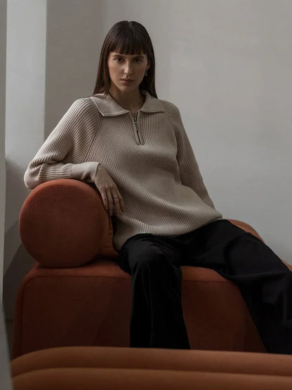 | Ribbed Half-Zip Sweater