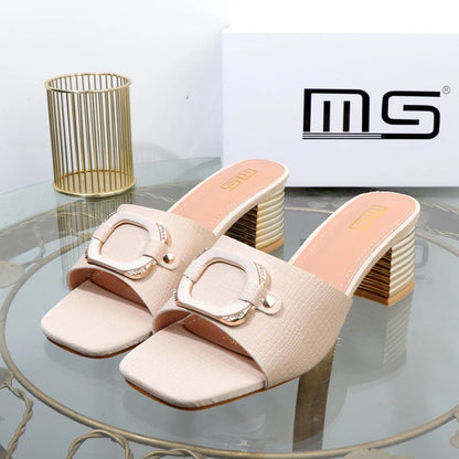 Women's high-heeled summer sandals with square buckle in new plus size