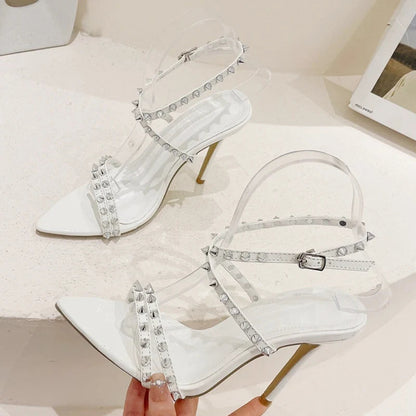 Metal Rivet Ankle Strap Sandals for Women